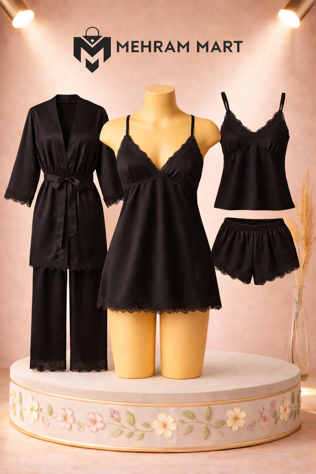 Royal Silk 5-Piece Nightwear Set
