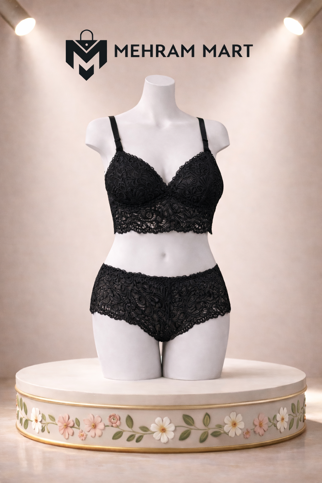 Premiump padded Net Bra Set