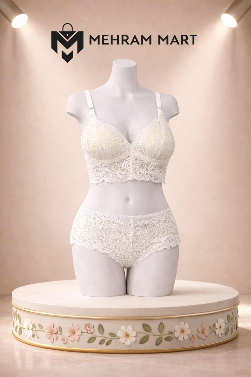 Premiump padded Net Bra Set