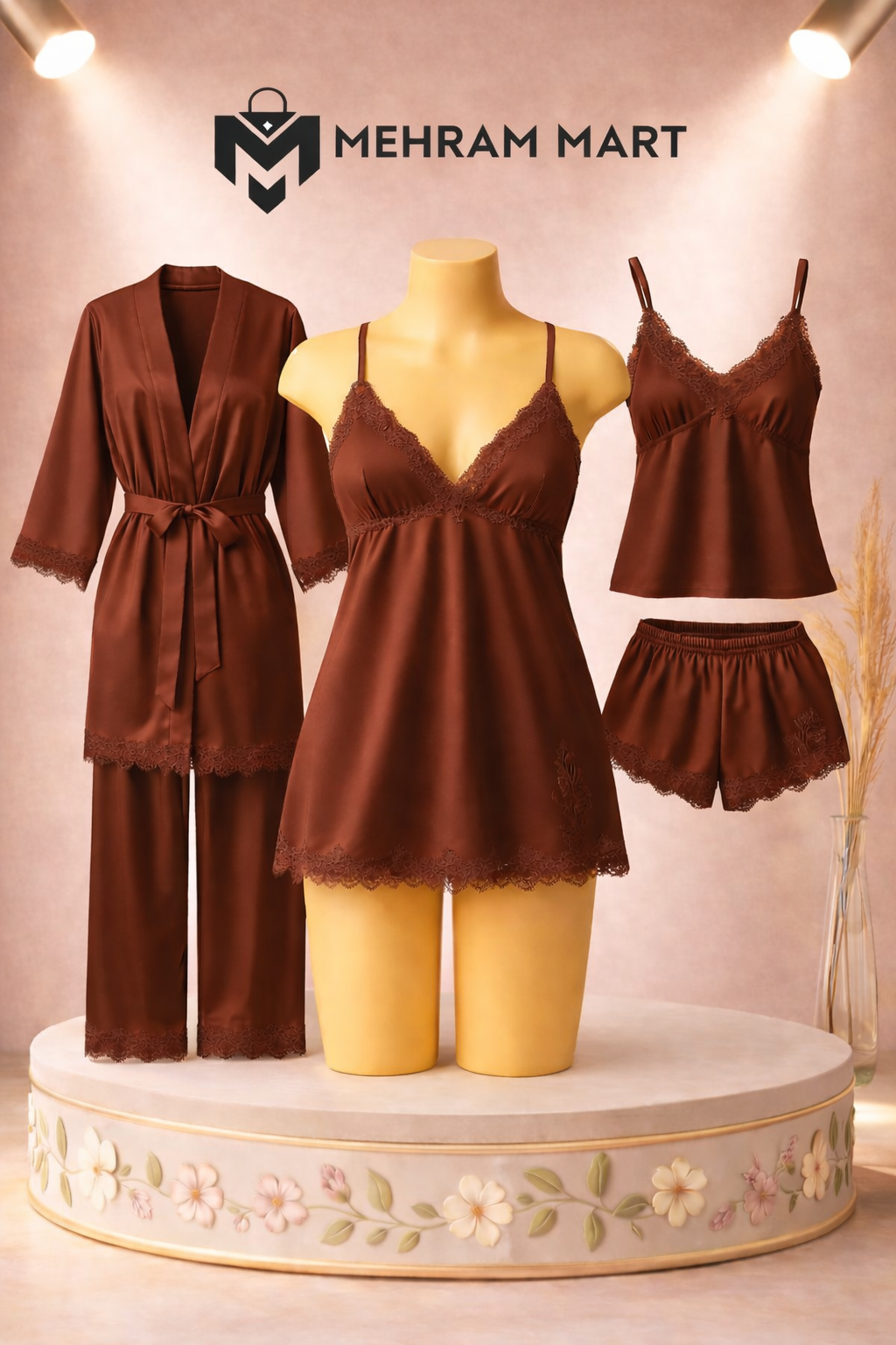 Royal Silk 5-Piece Nightwear Set